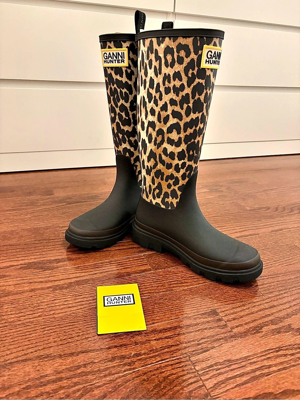 GANNI x Hunter Leopard Tall Rain Boots size 7 US / 39 EU